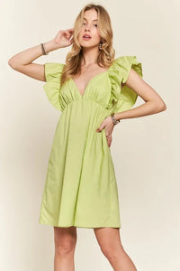 ADORA Smocked Back Ruffled Cap Sleeve Babydoll Dress - Brittney MADE