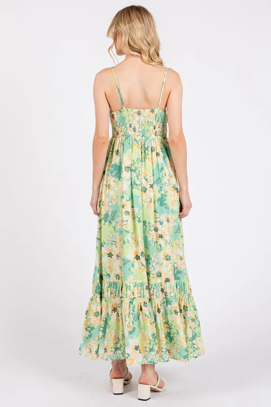 Mittoshop Floral Smocked Back Ruffled Hem Maxi Cami Dress - Brittney MADE