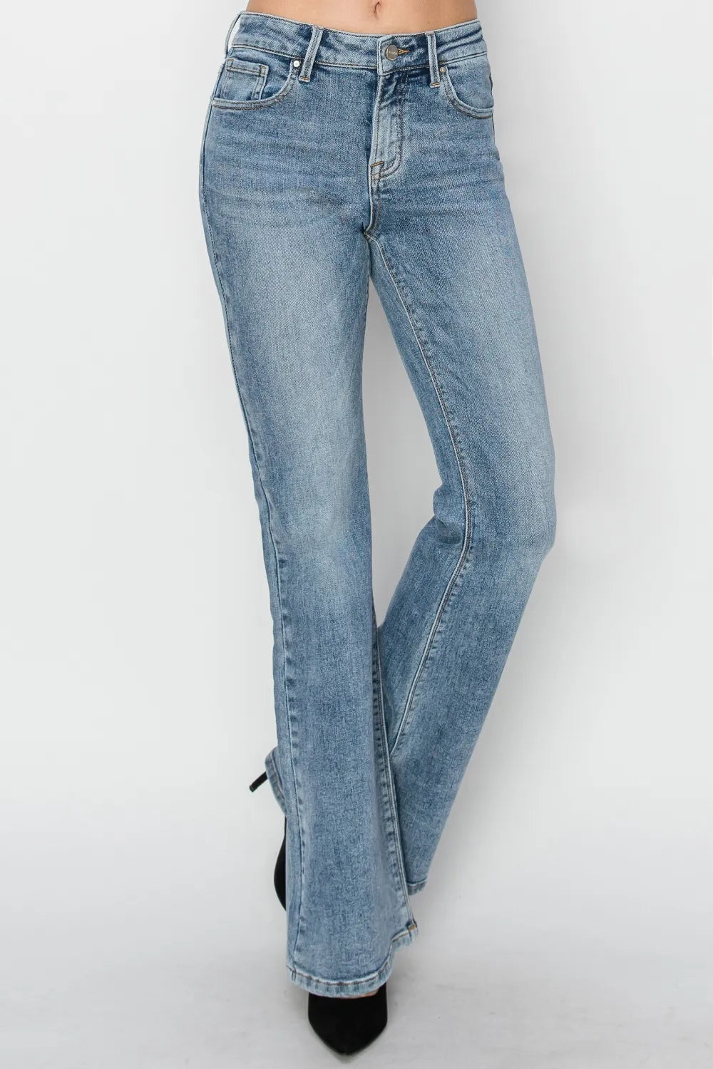 RISEN Full Size Mid Rise Bootcut Jeans - Brittney MADE