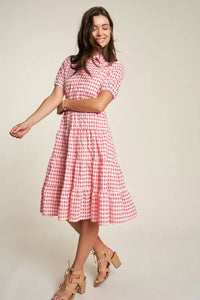 Davi & Dani Puff Short Sleeve Ruffle Shirt Dress - Brittney MADE