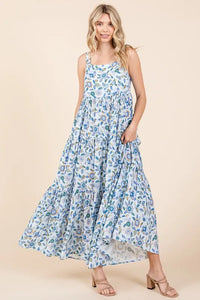 Mittoshop Flower Print Tiered Sleeveless Empire Maxi Dress - Brittney MADE