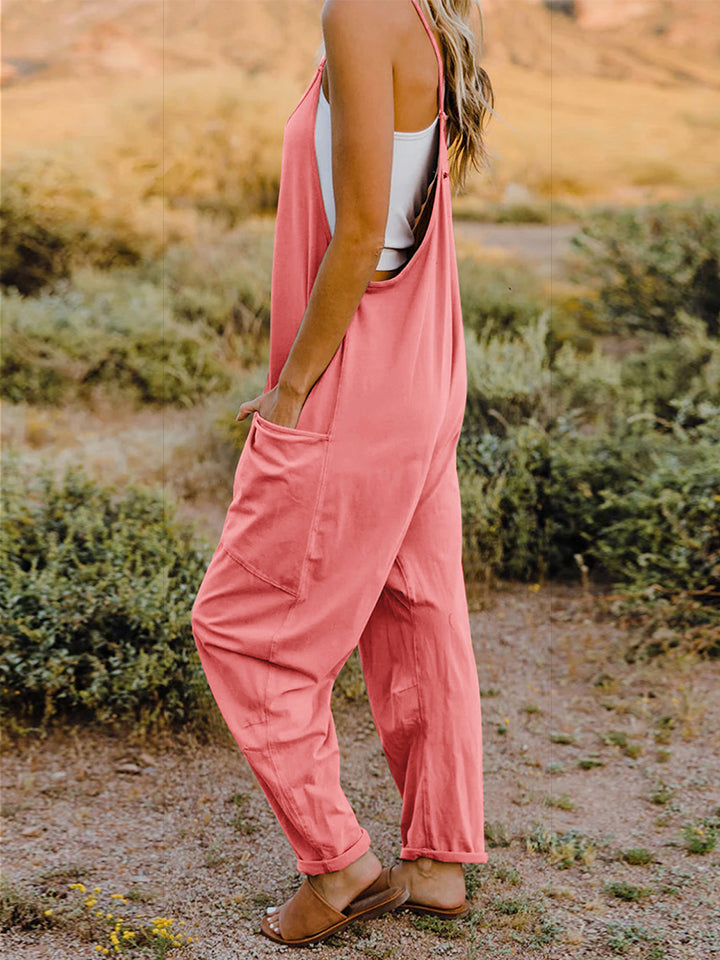 Double Take Full Size Sleeveless V-Neck Pocketed Jumpsuit - Brittney MADE