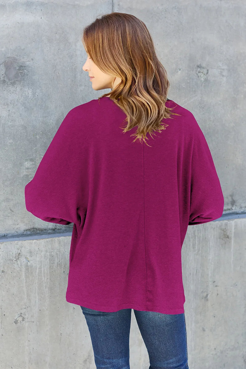 Double Take Full Size Round Neck Long Sleeve T-Shirt - Brittney MADE