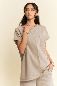 Davi & Dani Round Neck Short Sleeve Top and Pants Set - Brittney MADE