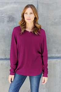 Double Take Full Size Round Neck Long Sleeve T-Shirt - Brittney MADE