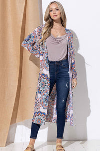 And The Why Printed Kimono Open Front Longline Cardigan - Brittney MADE