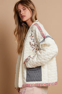POL Embroidered Open Front Long Sleeve Jacket - Brittney MADE