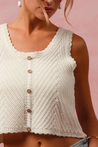 SO ME Chevron Pattern Buttoned Front Lightweight Tank Top - Brittney MADE