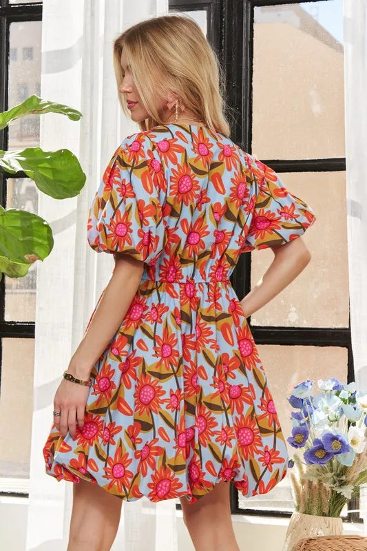 ADORA Puff Sleeve Floral Dress - Brittney MADE