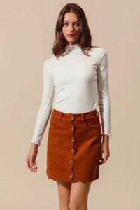 SO ME Scallop Buttoned Front Corduroy Mini Skirt - Brittney MADE