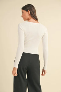 MABLE Cut Out Long Sleeve Ribbed Knit Top - Brittney MADE