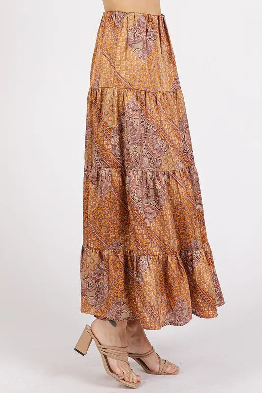 Mittoshop Paisley Patchwork Print Satin Maxi Skirt - Brittney MADE