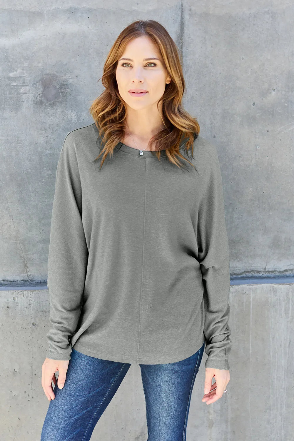 Double Take Full Size Round Neck Long Sleeve T-Shirt - Brittney MADE
