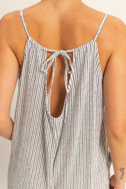 HYFVE Striped V-Neck Sleeveless Jumpsuit - Brittney MADE