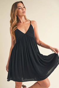Aemi + Co Ruched Plunge Mini Cami Dress - Brittney MADE