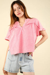 VERY J Nochted Short Sleeve Washed T-Shirt - Brittney MADE