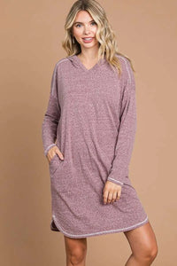 Culture Code Full Size Hooded Long Sleeve Sweater Dress - Brittney MADE