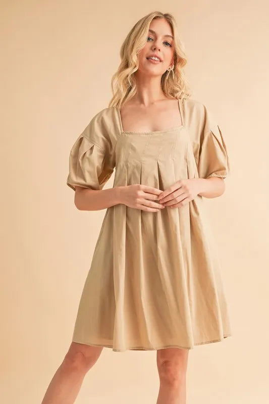 Aemi + Co Square Neck Babydoll Dress with Pockets - Brittney MADE