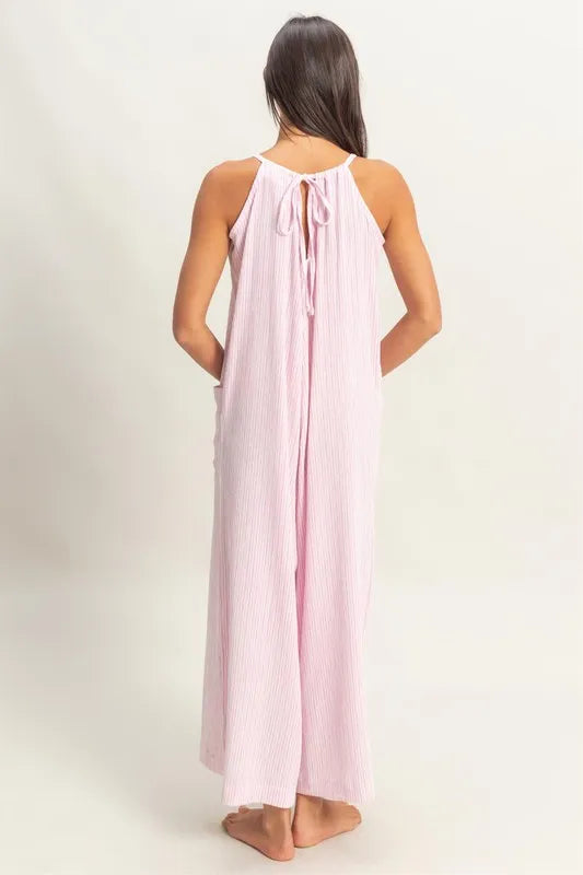 HYFVE Striped V-Neck Sleeveless Jumpsuit - Brittney MADE