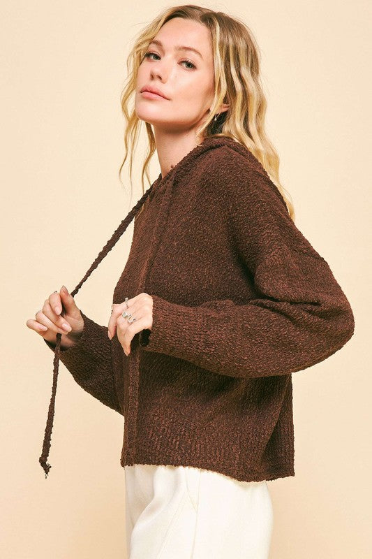 Davi & Dani Drop Shoulder Long Sleeve Hooded Sweater - Brittney MADE