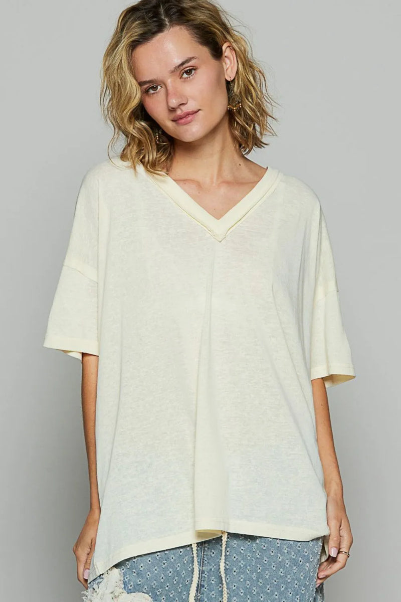 POL V-Neck Half Sleeve T-Shirt - Brittney MADE