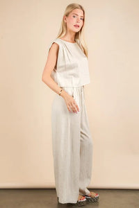VERY J Solid Woven Top & Pants Set - Brittney MADE
