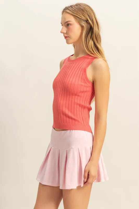 HYFVE Stretchy Ribbed Round Neck Sweater Tank - Brittney MADE