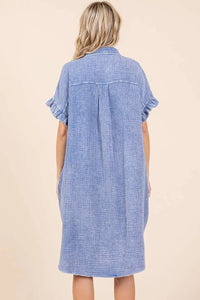 Mittoshop Mineral Wash Cotton Gauze Mini Shirt Dress - Brittney MADE