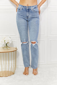 Kancan High Rise Distressed Slim Straight Jeans - Brittney MADE
