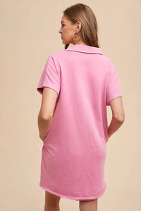 Annie Wear Mineral Washed Johnny Collar Short Sleeve Dress - Brittney MADE