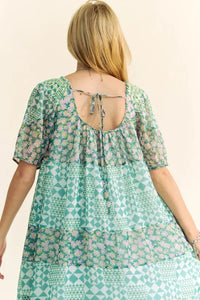 Davi & Dani Multi Floral Square Neck Puff Sleeve Maxi Dress - Brittney MADE