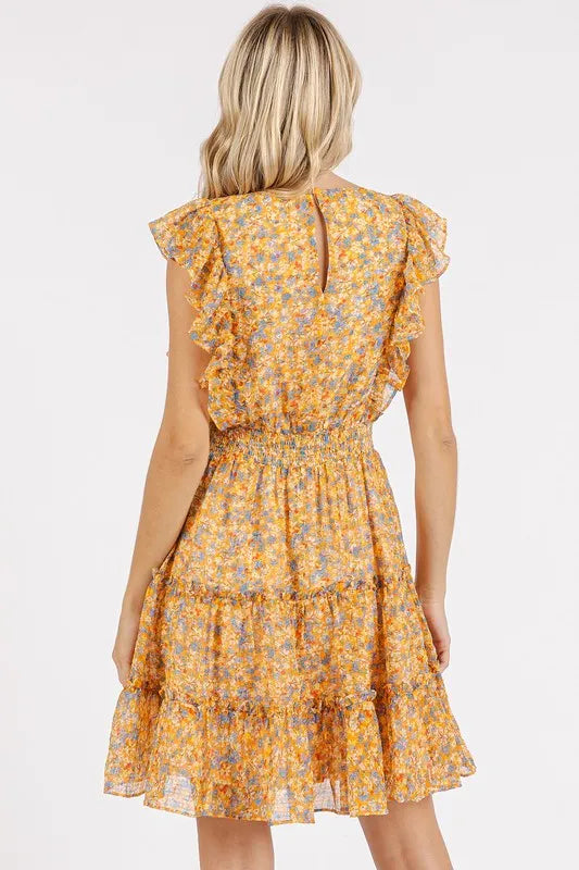 Mittoshop Ditsy Floral Print Ruffle Chiffon Mini Dress - Brittney MADE