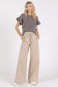 Mittoshop Mineral Wash Elastic Wide Leg Pants - Brittney MADE
