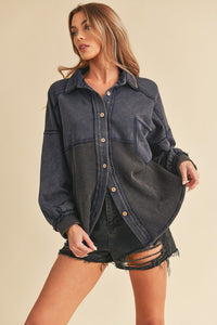 Aemi + Co Acid Washed Exposed Seam Button Up Jacket - Brittney MADE
