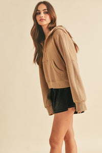 Aemi + Co Half Zip Raglan Sleeve Hoodie with Kangaroo Pocket - Brittney MADE