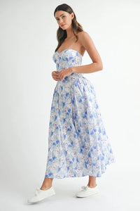 MABLE Sweetheart Neckline Floral Printed Midi Dress - Brittney MADE