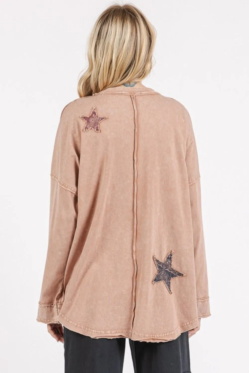 Mittoshop Mineral Wash Star Patch Long Sleeve T-Shirt - Brittney MADE