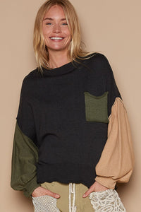 POL Color Block Roll Hem Hacci Sweater - Brittney MADE