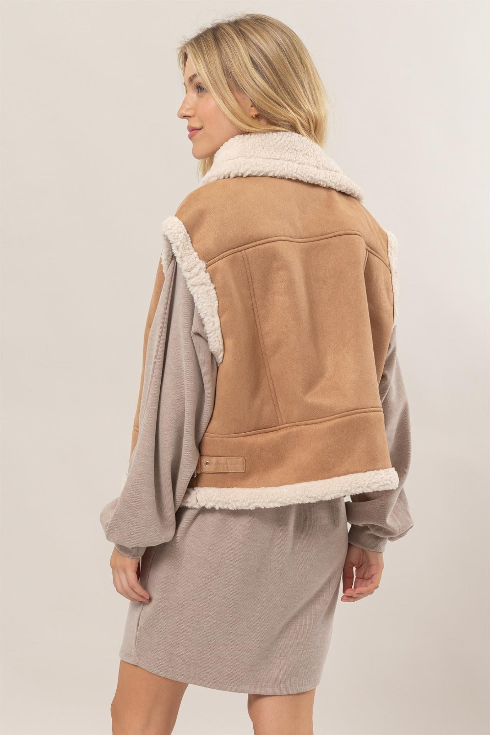 HYFVE Fur-Contrast Zip Up Suede Vest - Brittney MADE