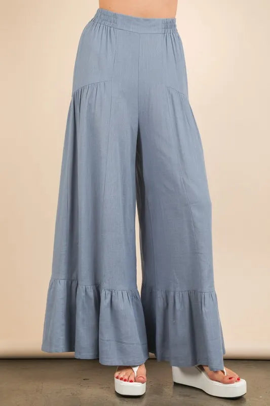 VERY J Palazzo Elastic Waist Comfy Pants - Brittney MADE