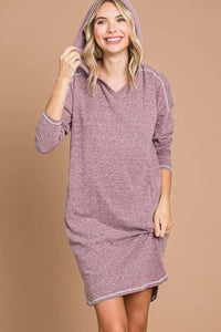 Culture Code Full Size Hooded Long Sleeve Sweater Dress - Brittney MADE