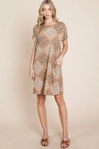 BOMBOM Multicolored Leaves Jacquard Dress - Brittney MADE