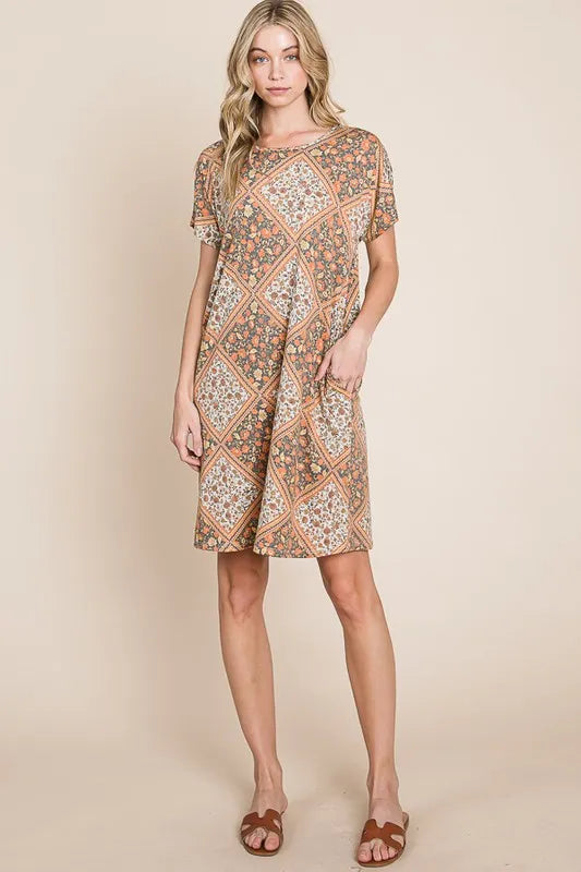 BOMBOM Multicolored Leaves Jacquard Dress - Brittney MADE