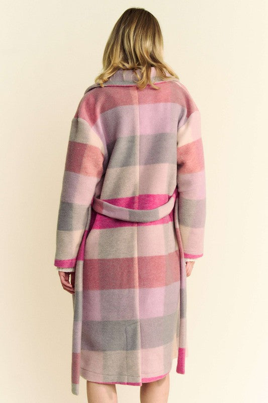 Davi & Dani Tied Color Block Collared Neck Coat - Brittney MADE