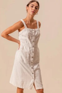 SO ME Button Down Pocket Front Pinafore Dress - Brittney MADE