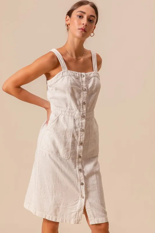 SO ME Button Down Pocket Front Pinafore Dress - Brittney MADE