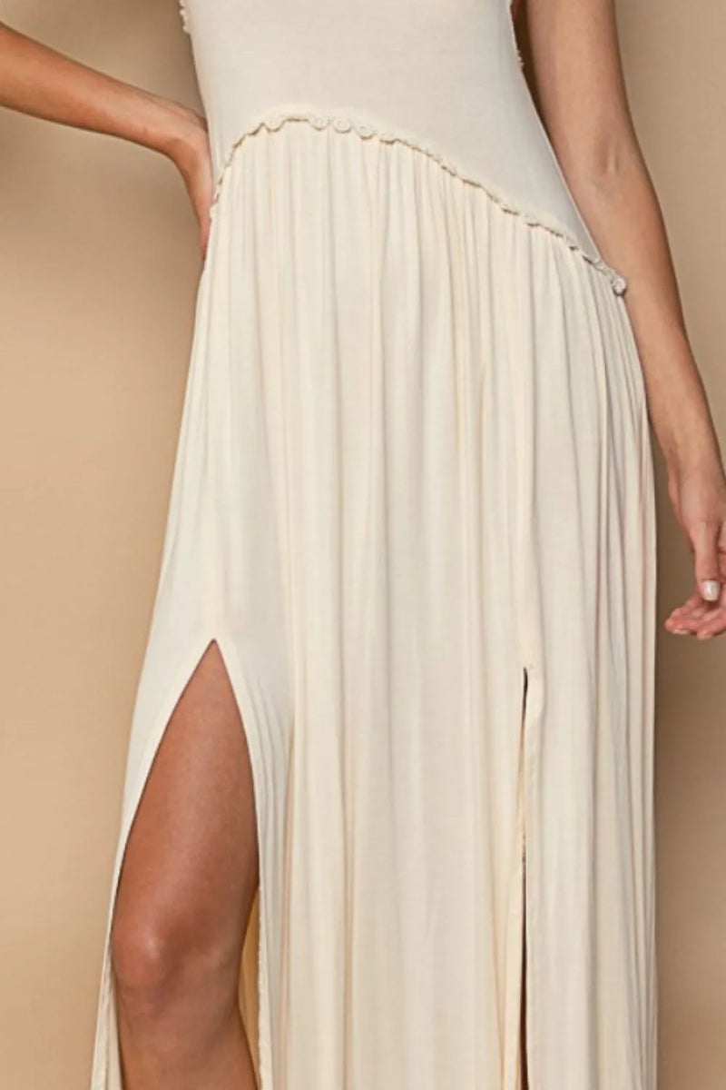 POL Sleeveless Back Zipper Front Slit Maxi Dress - Brittney MADE