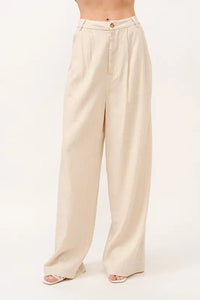 And The Why High-Rise Wide Leg Linen Blended Pants - Brittney MADE