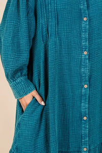 Mittoshop Mineral Wash Cotton Gauze Ruffle Midi Shirt Dress - Brittney MADE