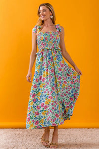 BiBi Floral Ruffle Trim Smocked Cami Dress - Brittney MADE